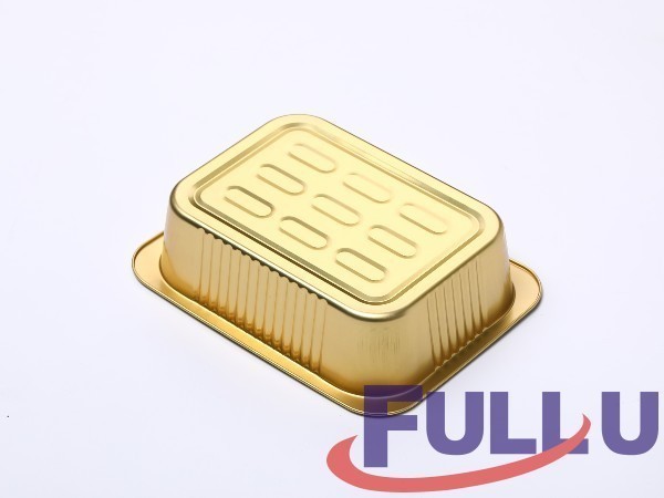 福乐佑方FU221F-1400形金色铝箔餐盒密封一次性1400ml铝箔送餐盒